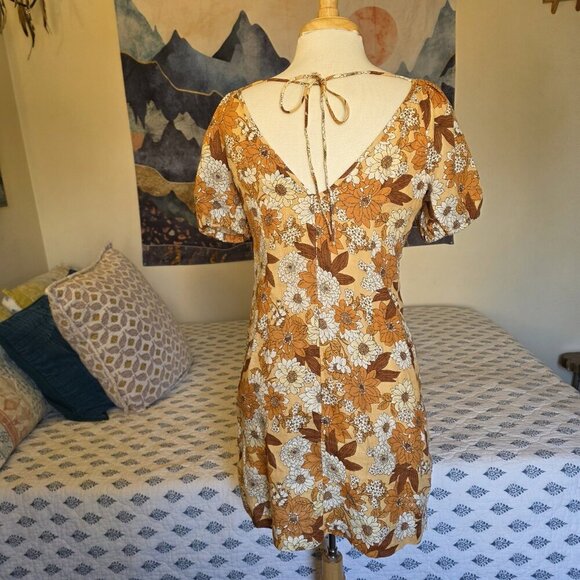 J.Crew Women’s 4 Linen Floral Puff Sleeve Mini Dress Boho Cottagecore Button Up - Picture 6 of 16